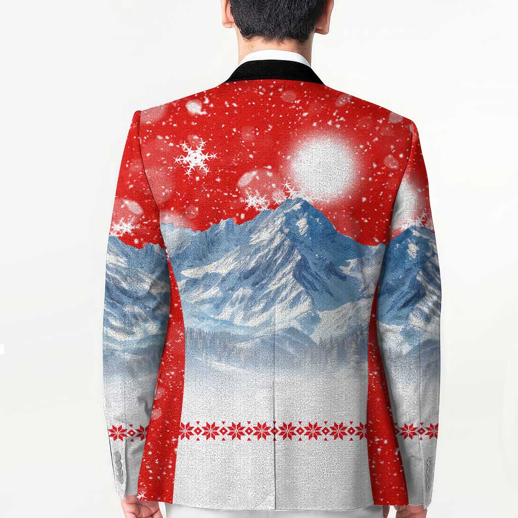 German Shepherd Christmas Blazer with Santa Sleigh Ride and Snowy Mountain Design - Wonder Print Shop