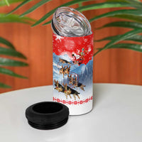 German Shepherd Christmas 4 in 1 Can Cooler Tumbler with Santa Sleigh Ride and Snowy Mountain Design - Wonder Print Shop