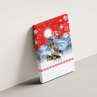 German Shepherd Christmas Canvas Wall Art with Santa Sleigh Ride and Snowy Mountain Design - Wonder Print Shop
