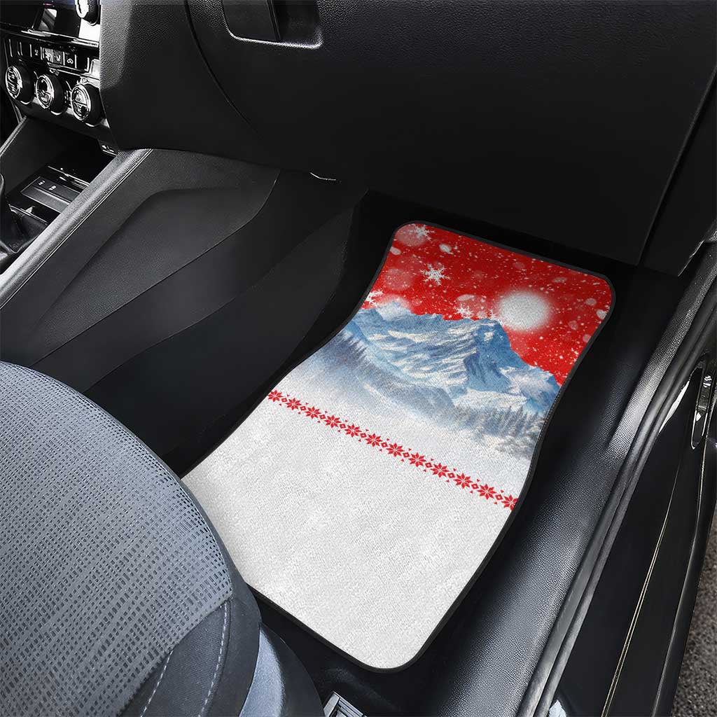 German Shepherd Christmas Car Mats with Santa Sleigh Ride and Snowy Mountain Design - Wonder Print Shop