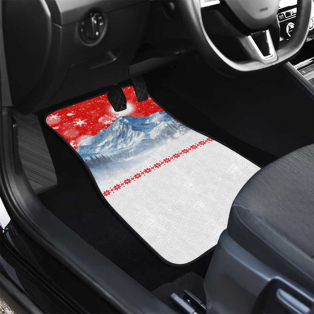 German Shepherd Christmas Car Mats with Santa Sleigh Ride and Snowy Mountain Design - Wonder Print Shop