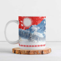 German Shepherd Christmas Ceramic Mug with Santa Sleigh Ride and Snowy Mountain Design - Wonder Print Shop