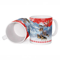 German Shepherd Christmas Ceramic Mug with Santa Sleigh Ride and Snowy Mountain Design - Wonder Print Shop