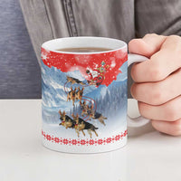 German Shepherd Christmas Ceramic Mug with Santa Sleigh Ride and Snowy Mountain Design - Wonder Print Shop