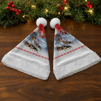 German Shepherd Christmas Santa Hat with Santa Sleigh Ride and Snowy Mountain Design - Wonder Print Shop