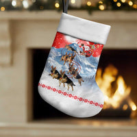 German Shepherd Christmas Stocking with Santa Sleigh Ride and Snowy Mountain Design - Wonder Print Shop