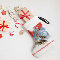 German Shepherd Christmas Stocking with Santa Sleigh Ride and Snowy Mountain Design - Wonder Print Shop