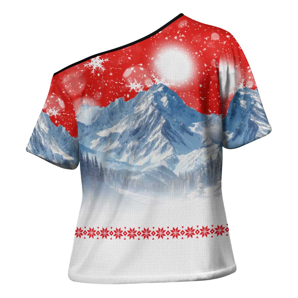 German Shepherd Christmas Cross Shoulder Shirt with Santa Sleigh Ride and Snowy Mountain Design - Wonder Print Shop