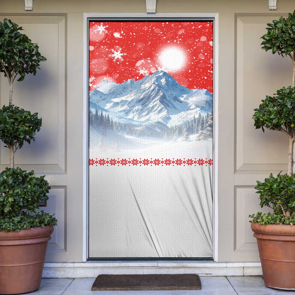 German Shepherd Christmas Door Cover with Santa Sleigh Ride and Snowy Mountain Design - Wonder Print Shop