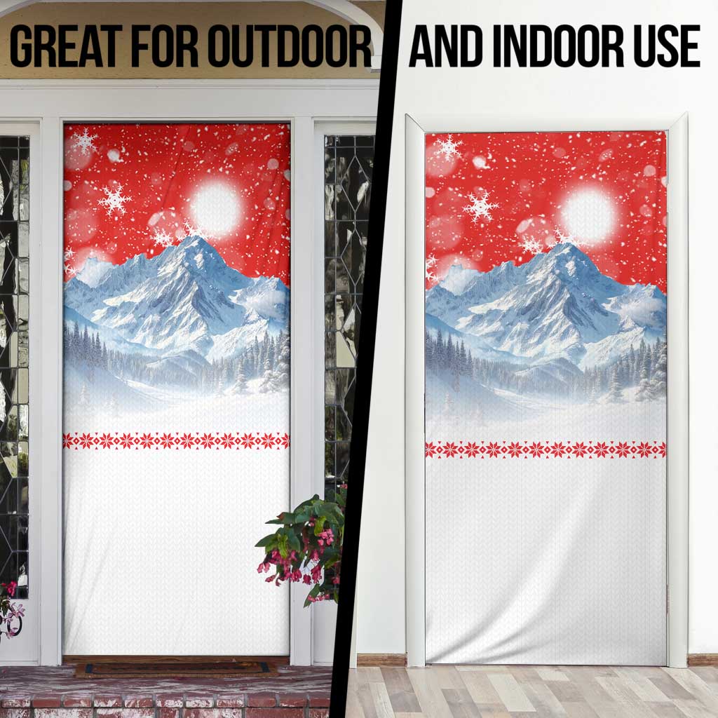German Shepherd Christmas Door Cover with Santa Sleigh Ride and Snowy Mountain Design - Wonder Print Shop