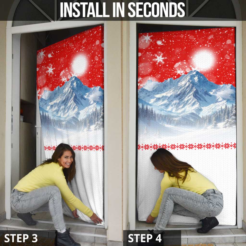 German Shepherd Christmas Door Cover with Santa Sleigh Ride and Snowy Mountain Design - Wonder Print Shop