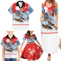German Shepherd Christmas Family Matching Summer Maxi Dress and Hawaiian Shirt with Santa Sleigh Ride and Snowy Mountain Design - Wonder Print Shop