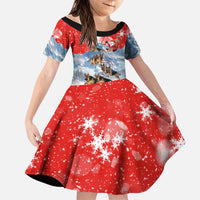 German Shepherd Christmas Family Matching Tank Maxi Dress and Hawaiian Shirt with Santa Sleigh Ride and Snowy Mountain Design - Wonder Print Shop