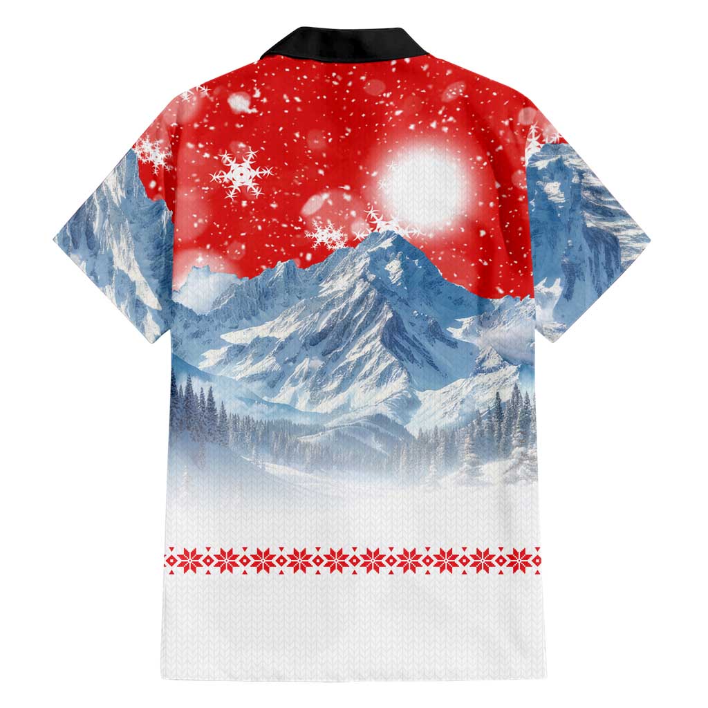 German Shepherd Christmas Family Matching Tank Maxi Dress and Hawaiian Shirt with Santa Sleigh Ride and Snowy Mountain Design - Wonder Print Shop