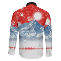 German Shepherd Christmas Family Matching Tank Maxi Dress and Hawaiian Shirt with Santa Sleigh Ride and Snowy Mountain Design - Wonder Print Shop