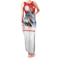 German Shepherd Christmas Family Matching Tank Maxi Dress and Hawaiian Shirt with Santa Sleigh Ride and Snowy Mountain Design - Wonder Print Shop