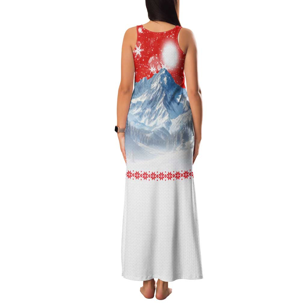 German Shepherd Christmas Family Matching Tank Maxi Dress and Hawaiian Shirt with Santa Sleigh Ride and Snowy Mountain Design - Wonder Print Shop