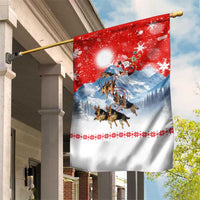 German Shepherd Christmas Garden Flag with Santa Sleigh Ride and Snowy Mountain Design - Wonder Print Shop