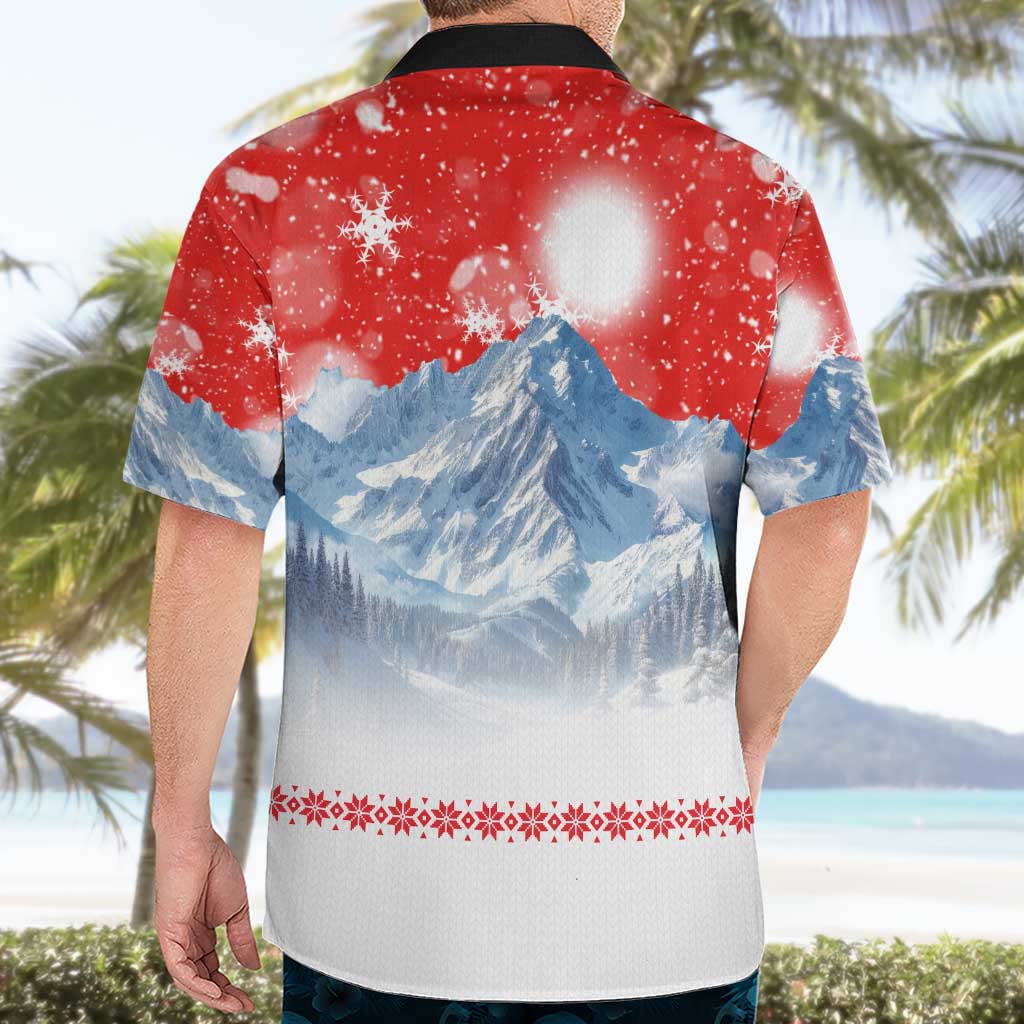 German Shepherd Christmas Hawaiian Shirt with Santa Sleigh Ride and Snowy Mountain Design - Wonder Print Shop