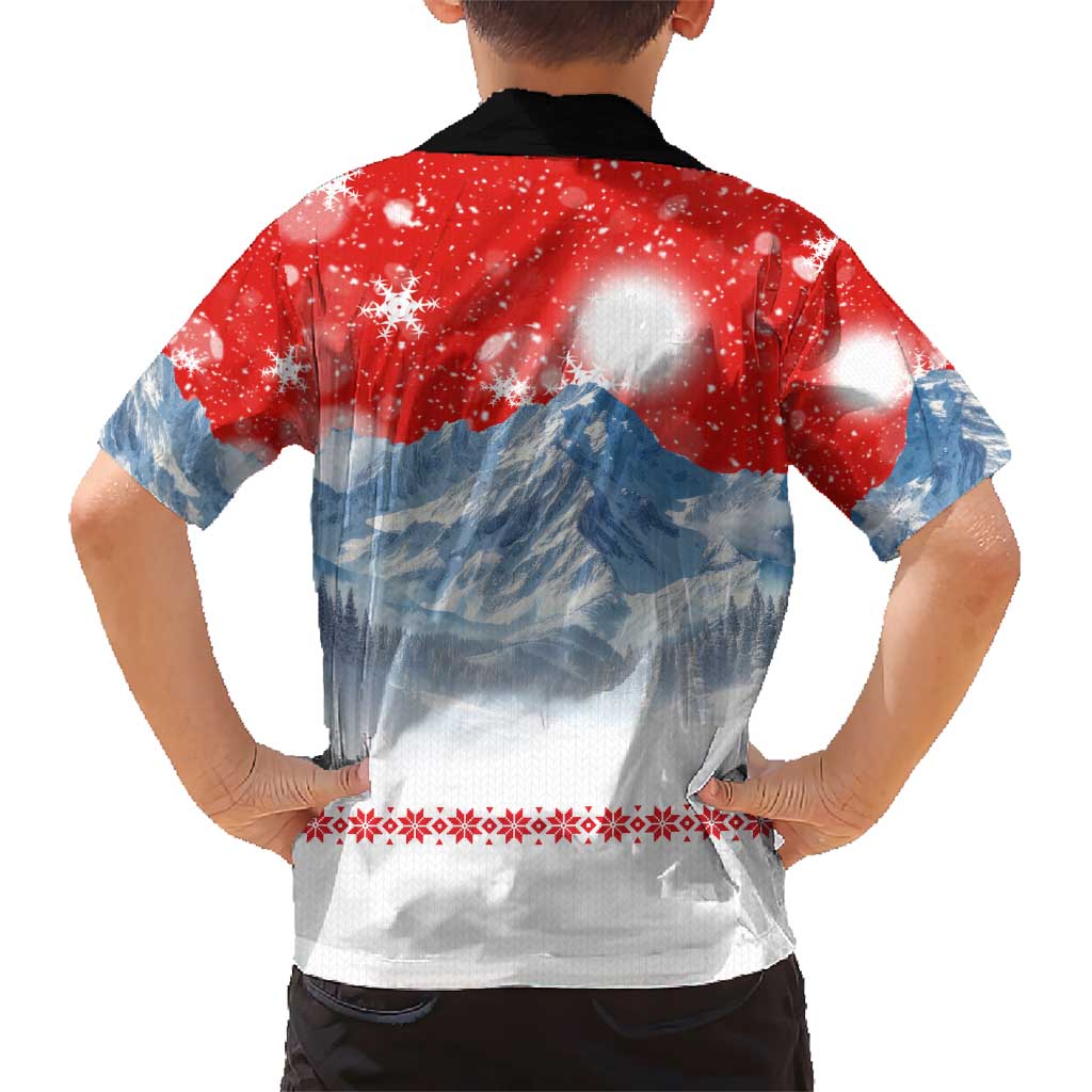 German Shepherd Christmas Hawaiian Shirt with Santa Sleigh Ride and Snowy Mountain Design - Wonder Print Shop