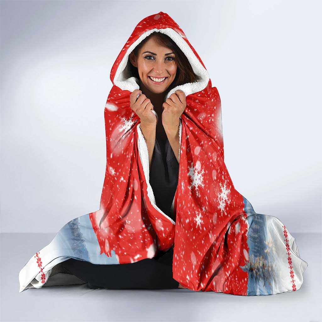 German Shepherd Christmas Hooded Blanket with Santa Sleigh Ride and Snowy Mountain Design - Wonder Print Shop