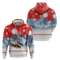 German Shepherd Christmas Hoodie with Santa Sleigh Ride and Snowy Mountain Design - Wonder Print Shop