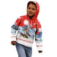 German Shepherd Christmas Kid Hoodie with Santa Sleigh Ride and Snowy Mountain Design - Wonder Print Shop