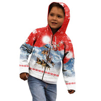 German Shepherd Christmas Kid Hoodie with Santa Sleigh Ride and Snowy Mountain Design - Wonder Print Shop