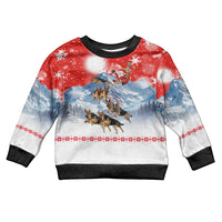 German Shepherd Christmas Kid Ugly Christmas Sweater with Santa Sleigh Ride and Snowy Mountain Design - Wonder Print Shop