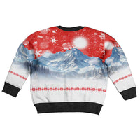 German Shepherd Christmas Kid Ugly Christmas Sweater with Santa Sleigh Ride and Snowy Mountain Design - Wonder Print Shop