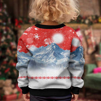 German Shepherd Christmas Kid Ugly Christmas Sweater with Santa Sleigh Ride and Snowy Mountain Design - Wonder Print Shop