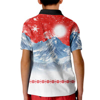 German Shepherd Christmas Kid Polo Shirt with Santa Sleigh Ride and Snowy Mountain Design - Wonder Print Shop