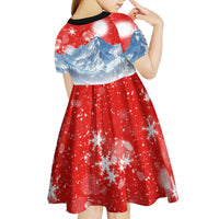 German Shepherd Christmas Kid Short Sleeve Dress with Santa Sleigh Ride and Snowy Mountain Design - Wonder Print Shop