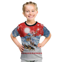 German Shepherd Christmas Kid T Shirt with Santa Sleigh Ride and Snowy Mountain Design - Wonder Print Shop