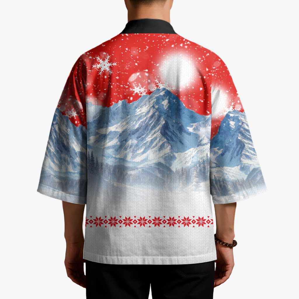 German Shepherd Christmas Kimono with Santa Sleigh Ride and Snowy Mountain Design - Wonder Print Shop