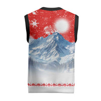 German Shepherd Christmas Knitted V-Neck Vest with Santa Sleigh Ride and Snowy Mountain Design - Wonder Print Shop