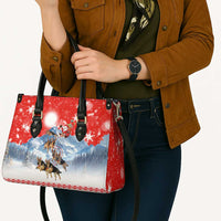 German Shepherd Christmas Leather Bag with Santa Sleigh Ride and Snowy Mountain Design - Wonder Print Shop