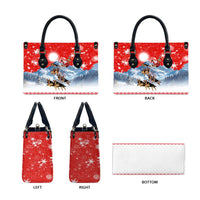 German Shepherd Christmas Leather Bag with Santa Sleigh Ride and Snowy Mountain Design - Wonder Print Shop