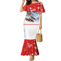 German Shepherd Christmas Mermaid Dress with Santa Sleigh Ride and Snowy Mountain Design - Wonder Print Shop