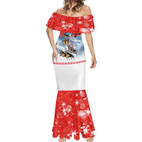 German Shepherd Christmas Mermaid Dress with Santa Sleigh Ride and Snowy Mountain Design - Wonder Print Shop