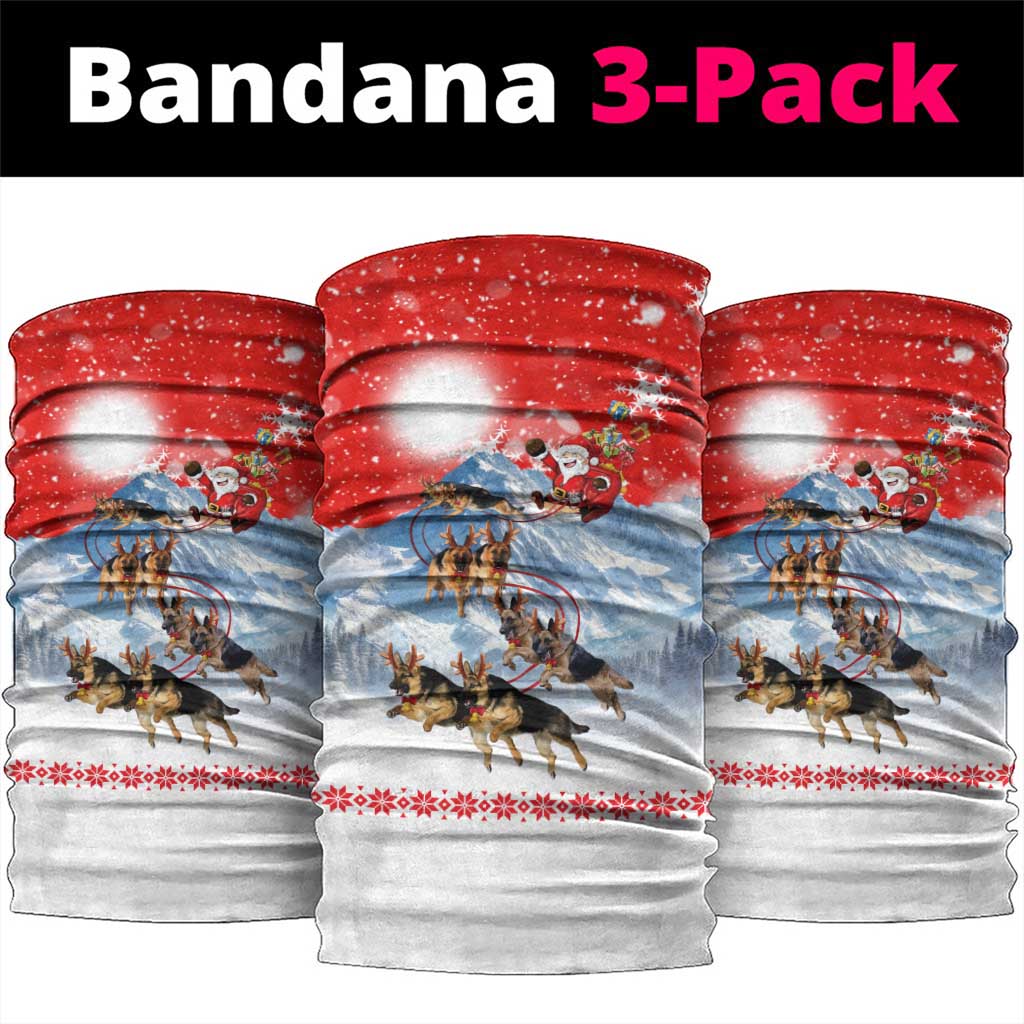 German Shepherd Christmas Neck Gaiter with Santa Sleigh Ride and Snowy Mountain Design - Wonder Print Shop