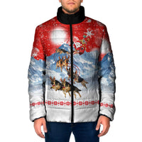 German Shepherd Christmas Padded Jacket with Santa Sleigh Ride and Snowy Mountain Design - Wonder Print Shop