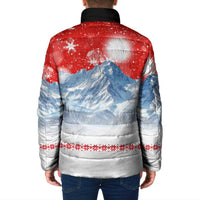 German Shepherd Christmas Padded Jacket with Santa Sleigh Ride and Snowy Mountain Design - Wonder Print Shop