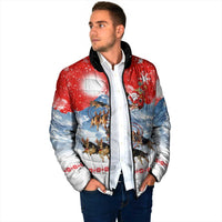 German Shepherd Christmas Padded Jacket with Santa Sleigh Ride and Snowy Mountain Design - Wonder Print Shop