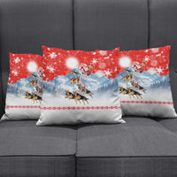 German Shepherd Christmas Pillow Cover with Santa Sleigh Ride and Snowy Mountain Design - Wonder Print Shop