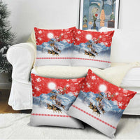 German Shepherd Christmas Pillow Cover with Santa Sleigh Ride and Snowy Mountain Design - Wonder Print Shop
