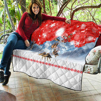 German Shepherd Christmas Quilt with Santa Sleigh Ride and Snowy Mountain Design - Wonder Print Shop