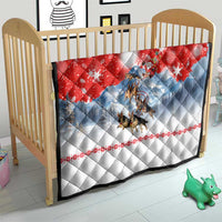 German Shepherd Christmas Quilt with Santa Sleigh Ride and Snowy Mountain Design - Wonder Print Shop