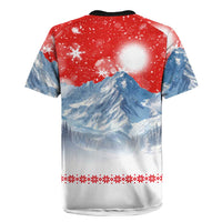 German Shepherd Christmas Rugby Jersey with Santa Sleigh Ride and Snowy Mountain Design - Wonder Print Shop