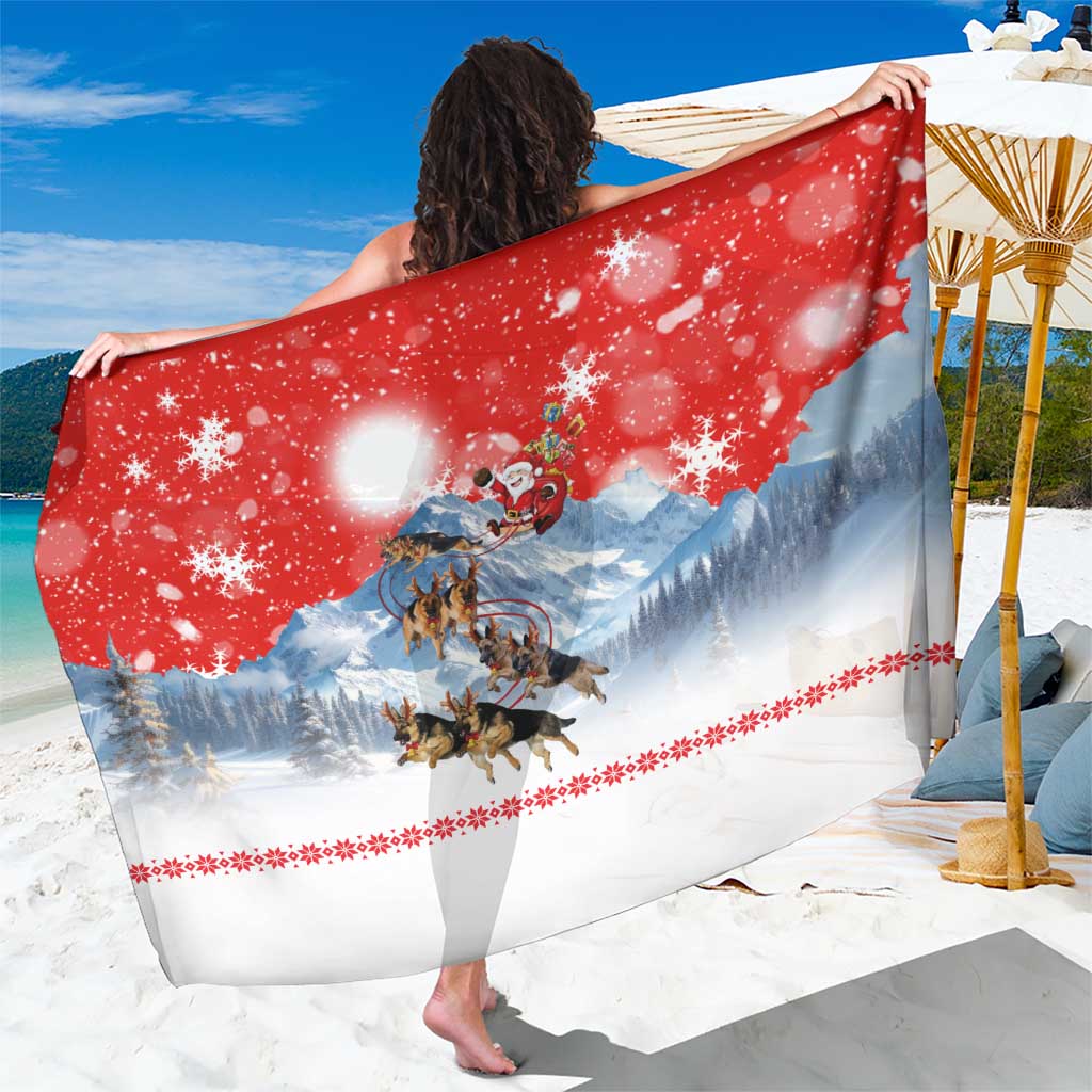 German Shepherd Christmas Sarong with Santa Sleigh Ride and Snowy Mountain Design - Wonder Print Shop